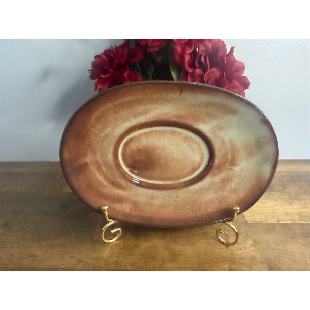 Vintage Hutton House Gravy Boat Underplate Brown Pottery London Ontario Canada